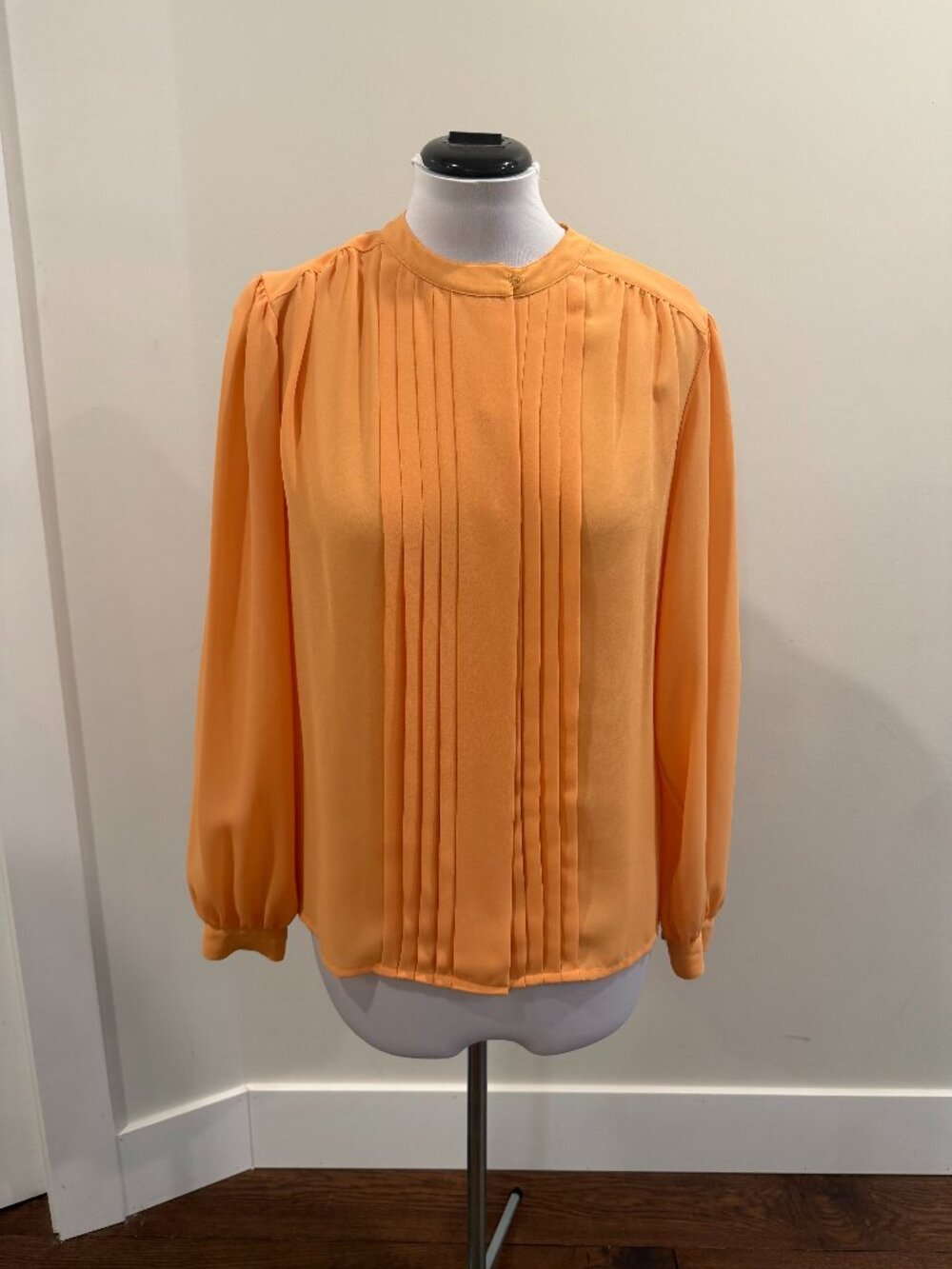 Pleated long-sleeved blouse